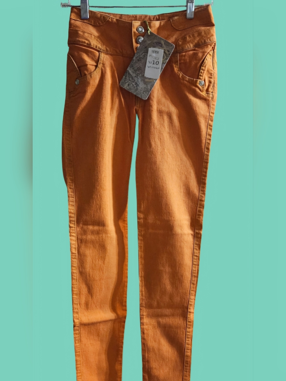 NWT Verox COLUMBIA Made Bright Orange Skinny Jeans With Butt Lift Design